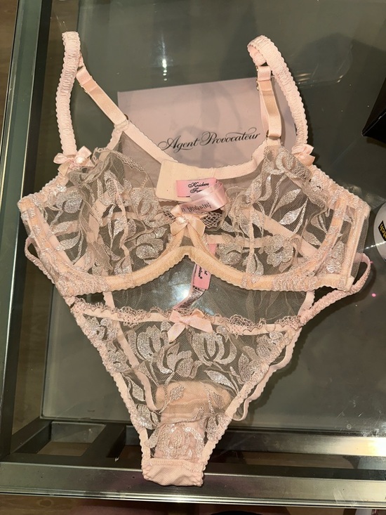 Agent Provocateur Other - New nwot Agent Provocateur Pale Pink Sheer Lace Bra & Brief Set sparkle 36C 4